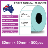 Barcode Labels |Thermal Transfer Polypropylene Labels | 80x60x40 | Microtrade