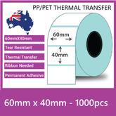 Barcode Labels |Thermal Transfer Polypropylene Labels | 60x40x40 | Microtrade