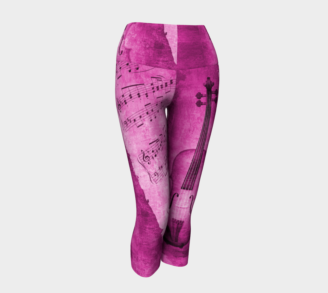 Pink Violin Yoga Leggings Capris Made In Canada Compression Leggings Made Of Performance Knit Fabric