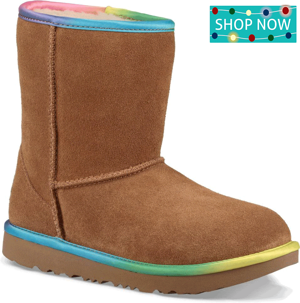 UGG Toddlers Classic Short II Rainbow in Chestnut