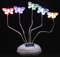 Solar Butterfly/Dragonfly/Sunflower With 5 Steady On COLOR LEDs on Rock 