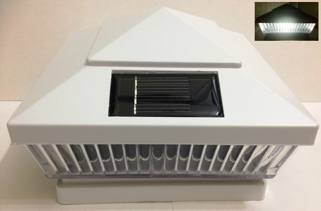 x or x Premium PVC Vinyl Fence White Post Cap Solar Lights LEDs  (PF88W Series) Return Processing Center