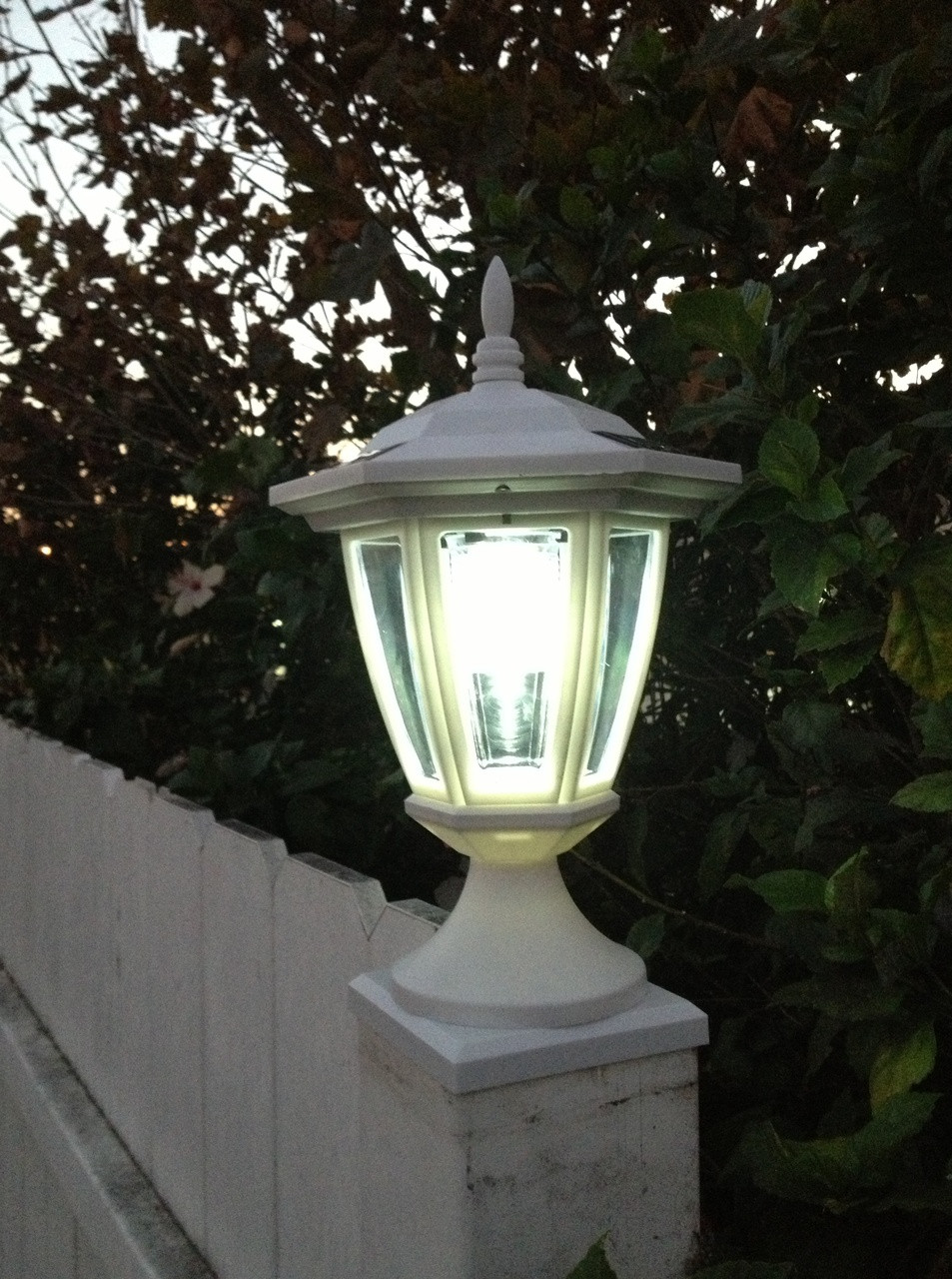 2-Pk Premium Solar Hexagon Light w/ Wall Mount or Fence Post Cap Base (4