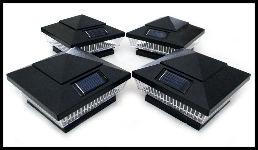 2-Pk Premium Black X Fence Post Cap Solar Lights LEDs (PF966)  Return Processing Center