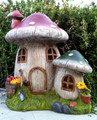 Solar Cute Garden Decor Mushroom Houses Statue with Soft White LED