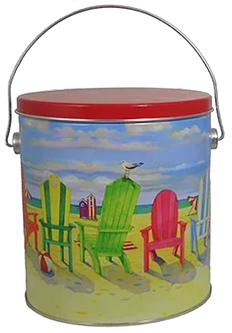 1 Gallon "Beach Chairs" design, for everyday popcorn gift giving!