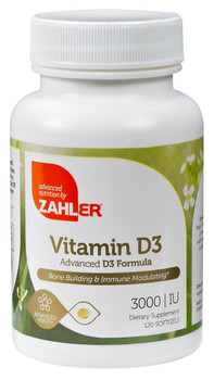 Zahler's - Vitamin D3 3000 IU - 120 Softgels - Front - DoctorVicks.com