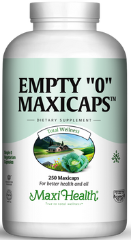 Maxi Health - Empty "0" MaxiCaps - Large Kosher Empty Vegetarian Capsules - 250 MaxiCaps - DoctorVicks.com
