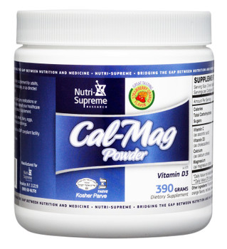 Nutri Supreme - Cal-Mag Powder With Vitamin D3 - Strawberry Orange Flavor - 390 Grams Powder - Front - DoctorVicks.com