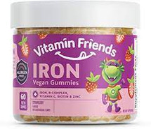 Vitamin Friends - Iron as Ferrous Fumarate 15 mg -  Elemental Iron per Gummy 5 mg - Strawberry Flavor - 60 Gummy Bears - DoctorVicks.com