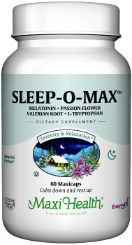 Maxi Health - Sleep-O-Max - Melatonin 3 mg - 60 MaxiCaps - Front - DoctorVicks.com