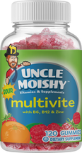 Uncle Moishy Kosher Sour Multivite with B6, B12 & Zinc 120 Gummies