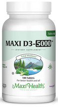 Maxi Health - Maxi Vitamin D3 5000 IU - 90/180 Tablets - DoctorVicks.com