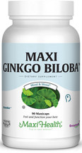 Maxi Health - Maxi Ginkgo Biloba - Brain, Memory & Energy Formula - 90 MaxiCaps - DoctorVicks.com