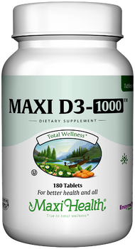 Maxi Health - Maxi Vitamin D3 1000 IU - 90/180 Tablets - DoctorVicks.com