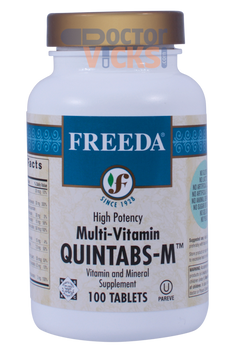 Freeda Vitamins - Quintabs-M With Iron - Multivitamin & Mineral - 100 Tablets - © DoctorVicks.com