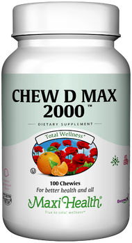 Maxi Health - Chew-D-Max - Vitamin D3 2000 IU - Bubble Gum Flavor - 100/200 Chewies - DoctorVicks.com