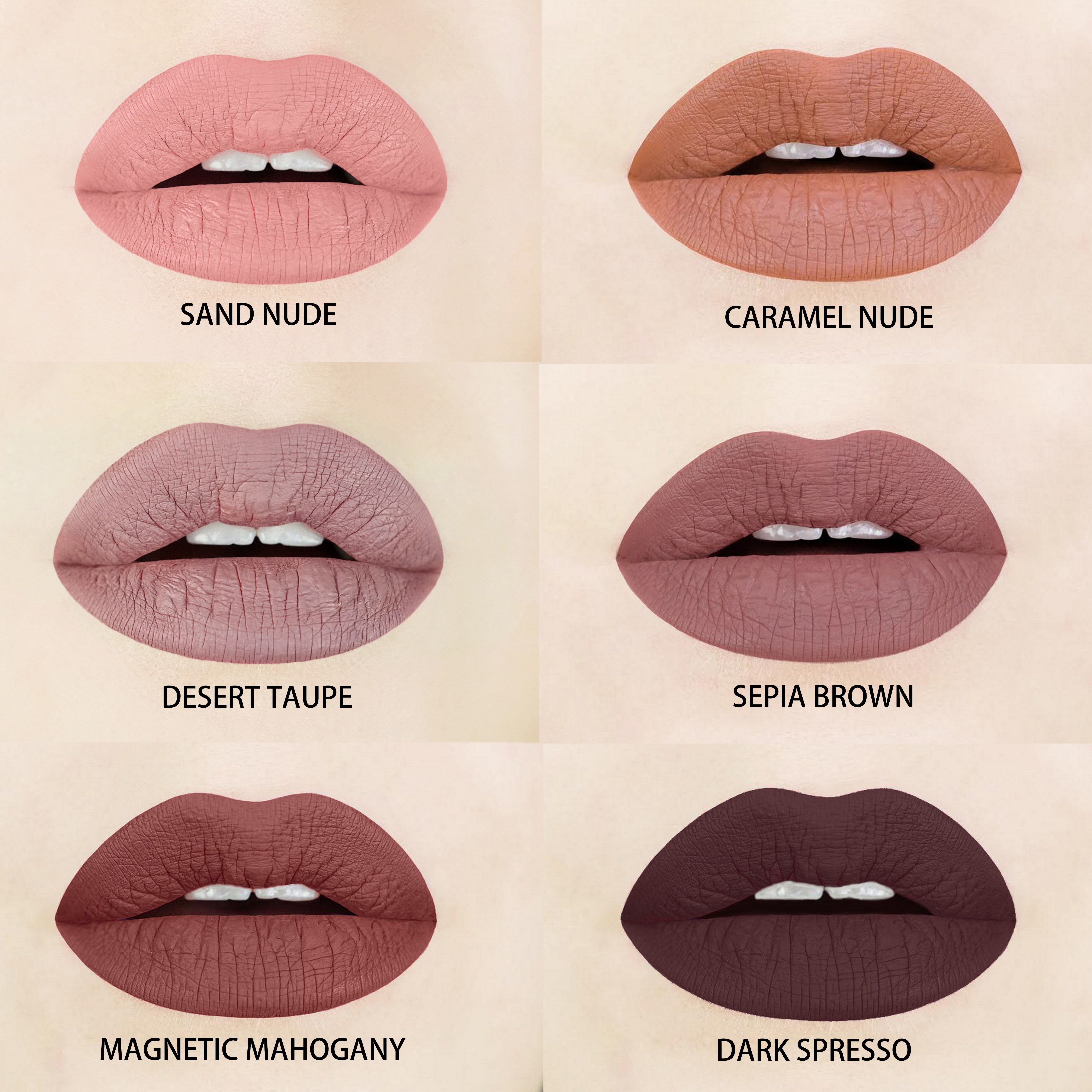 Aromi Nude and Brown Liquid Lipstick Shades