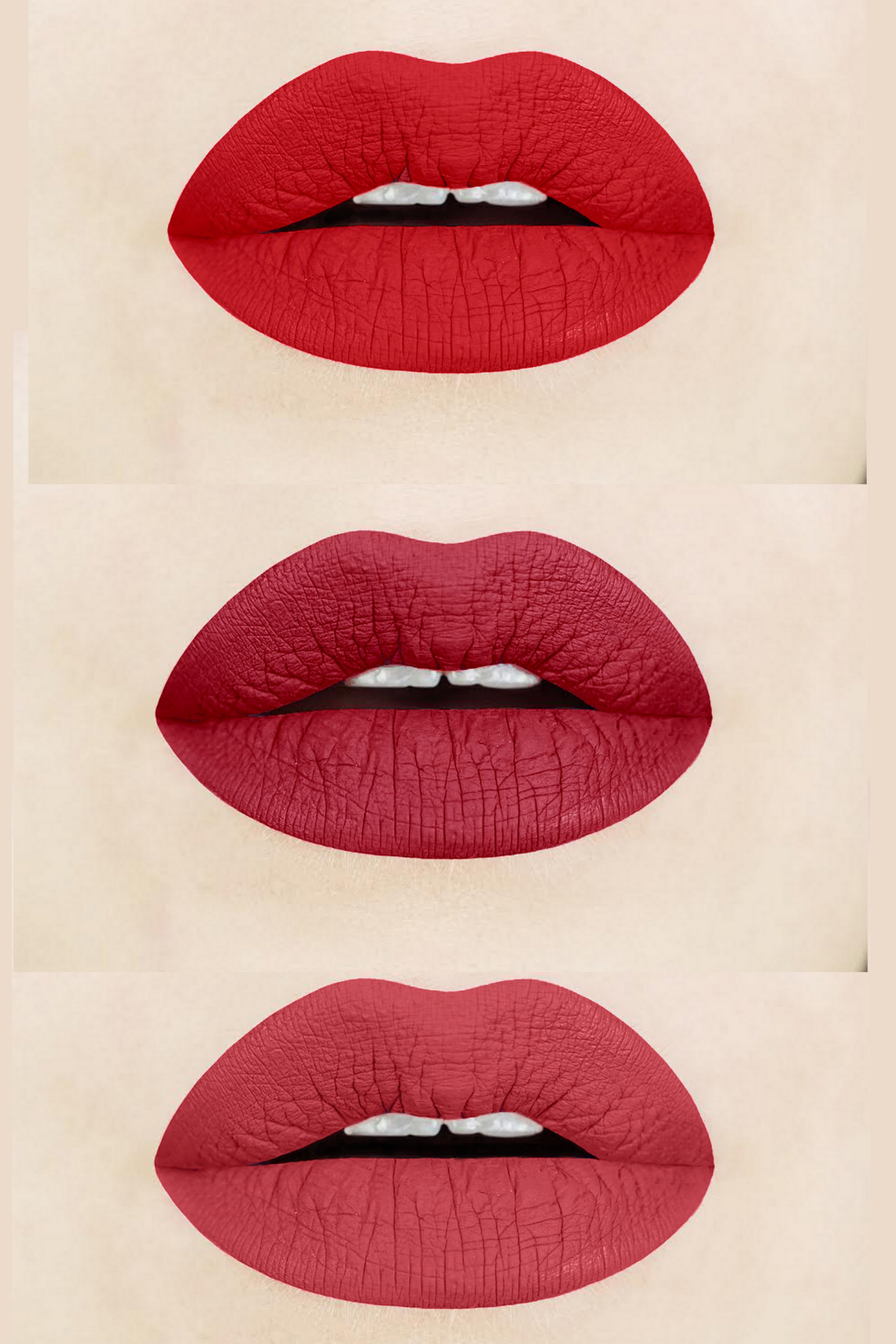 Aromi Beauty's Red Liquid Lipsticks - Flamenco, Power, & Brick Red