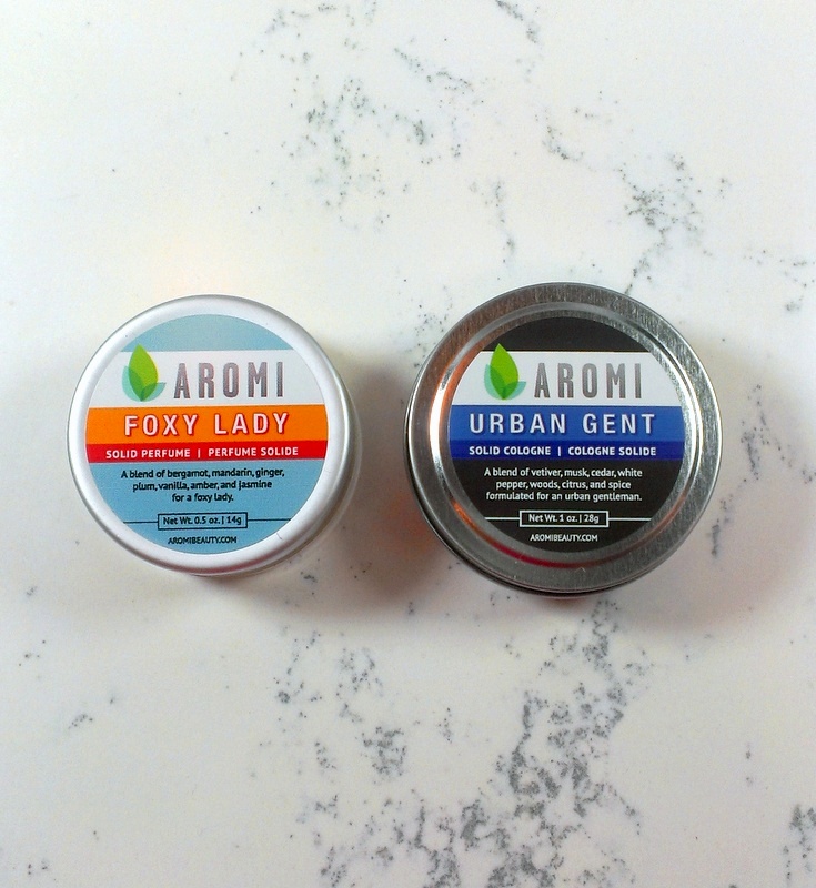 Aromi foxy lady solid perfume and urban gent solid cologne