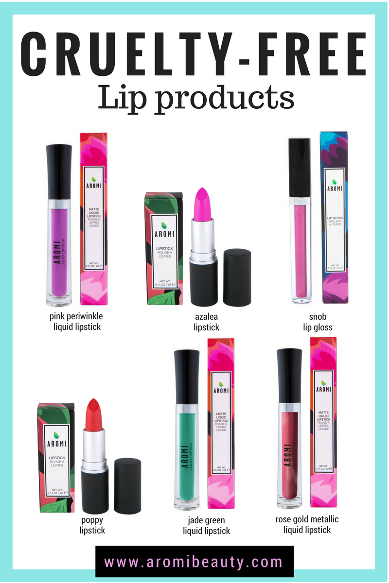 Cruelty-free Lip Products - Aromi Beauty liquid lipstick, solid lipstick, and lip gloss