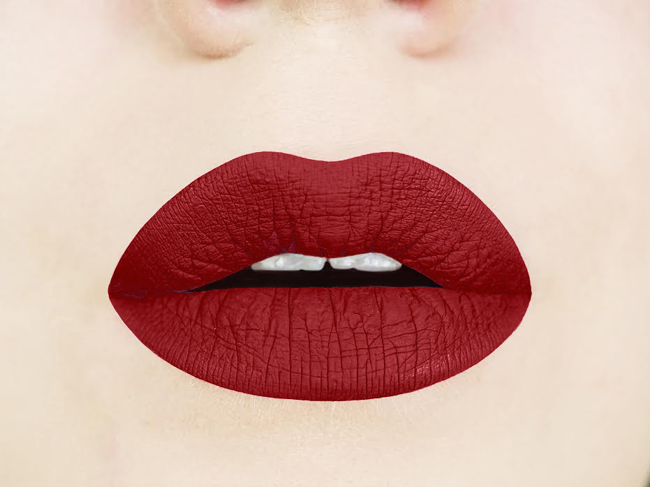 maroon red matte lipstick