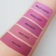 pink and mauve liquid lipstick swatches