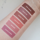 Peachy and tan liquid lipstick swatches