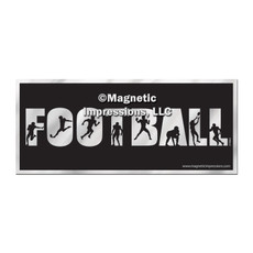 Football Word Car Magnet Chrome