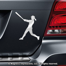 Softball Batter Swing Car Magnet in Chrome