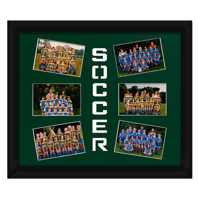 Soccer Player Photo Mat Gift 16” x 20” in Green. Frame and Photos not included.