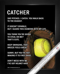 Framed Softball Catcher 8x10 Sport Poster Print