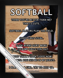 Framed Softball Player Base 8x10 Sport Poster Print