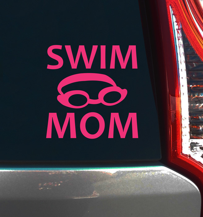 Swim Mom Decal Single Color Approx 3inchx3inch