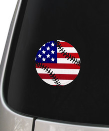Baseball Softball USA American Flag Decal Sticker on Car