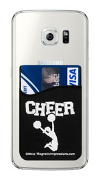Cheer - Cheerleader with Poms Cell Phone Wallet. Phone and cards not included.