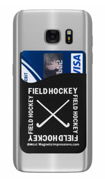 Field Hockey Crossed Sticks Cell Phone Wallet. Phone and cards not included.