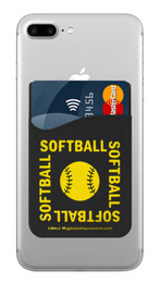 Softball Word Typography Cell Phone Wallet. Phone and cards not included.