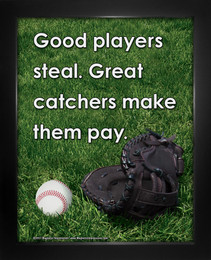 Framed Baseball Great Catcher Saying 8 x 10 Sport Poster Print