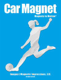 Soccer Player Female Kick Car Magnet in chrome
