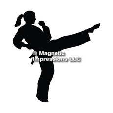 Martial Artist Female Car Magnet in Black