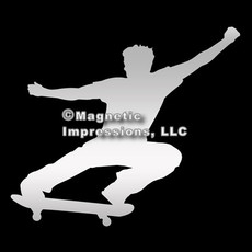 Skateboarder Male Car Magnet in Chrome