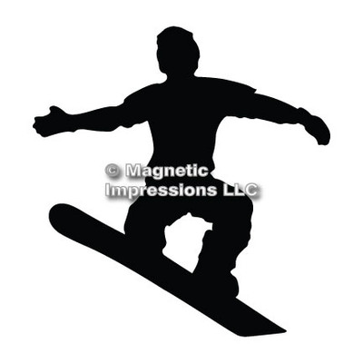 Snowboarder Male Car Magnet in Black