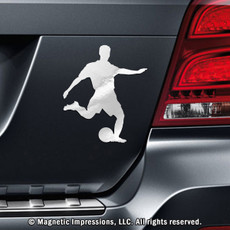 Soccer Player Male Car Magnet in Chrome