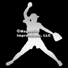 Softball Pitcher Car Magnet in Chrome