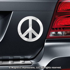 Peace Sign Car Magnet in Chrome