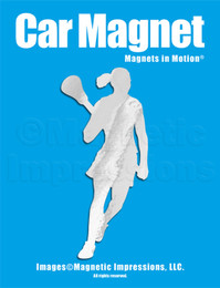 Lacrosse Female Player Pose 2 Car Magnet in Chrome