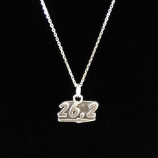 26.2 Marathon with Arrow Sterling Silver Charm Close up