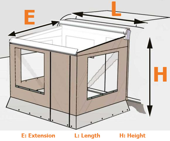 Dimensions of the Dometic Perfect Roof Camp Room Dometic Perfect Roof Camproom Dimensions