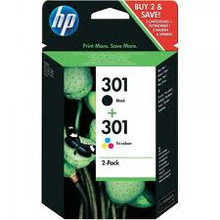 HP 301 black and colour ink cartridges combo